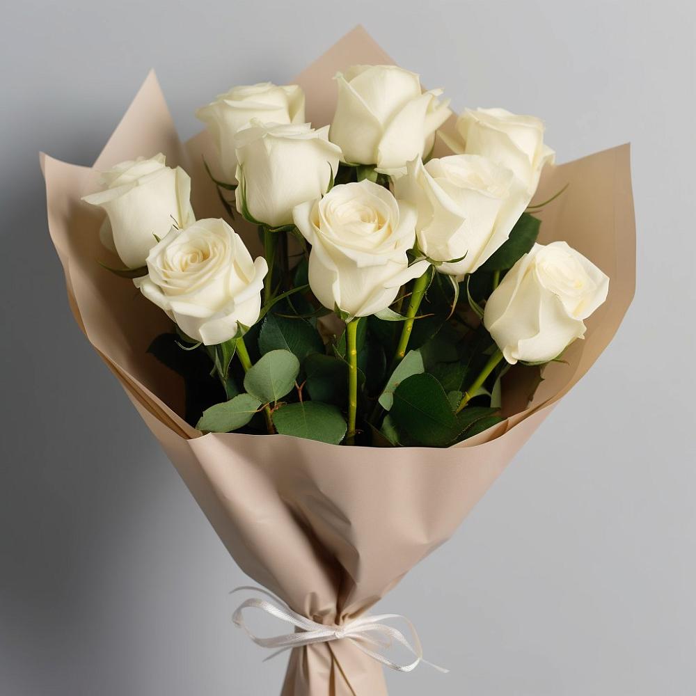 Букет 9 Белых роз Эдлесс Лав в Черемушки