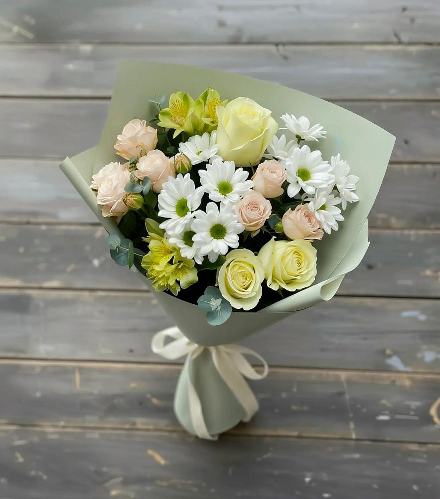 Букет цветов из: Альстромерии, Розы и Хризантемы в Черемушки