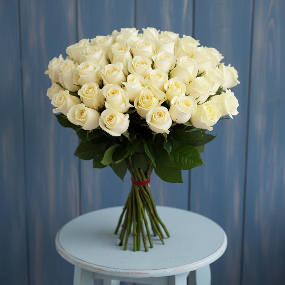 Букет 51 Белая роза Эдлесс Лав в Черемушки