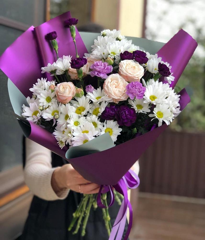Букет цветов из: Хризантемы, Гвоздики и Розы в Черемушки