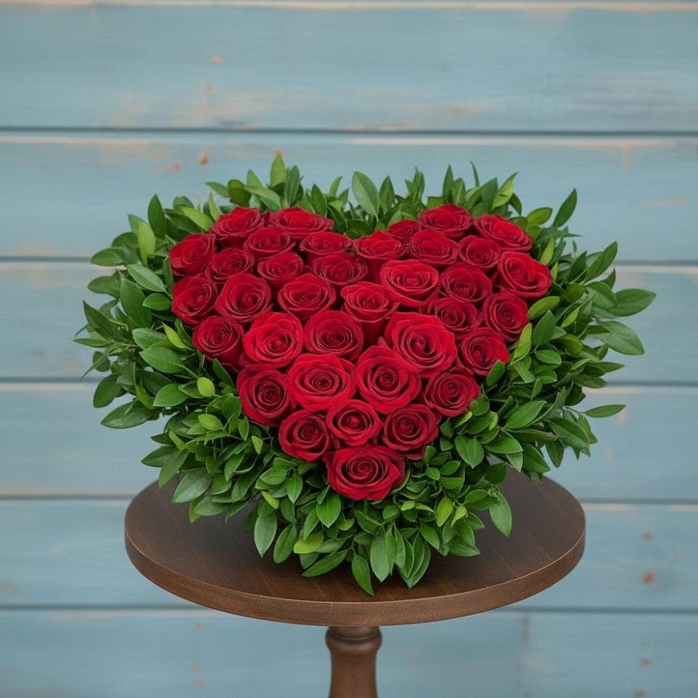 Цветочная композиция из Розы в виде сердца в Черемушки