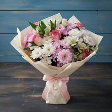 Букет цветов из:  Хризантемы, Альстромерии и Розы в Черемушки