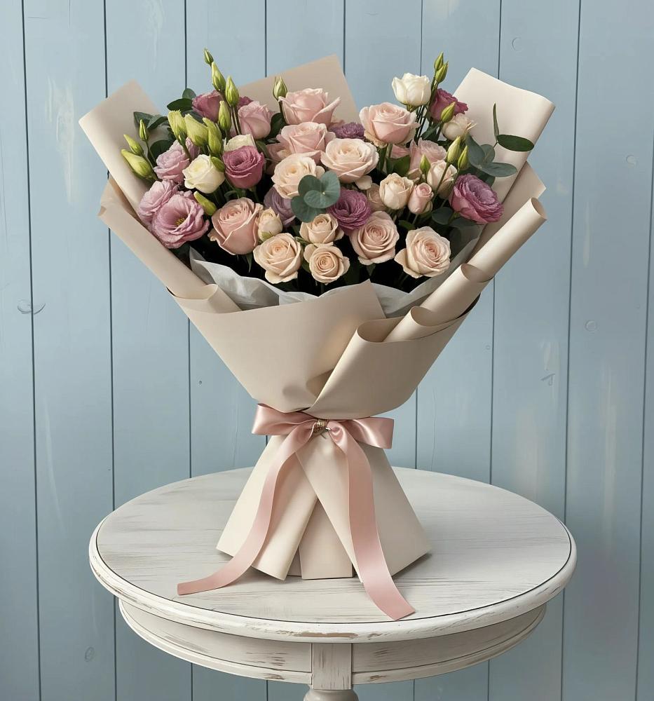 Букет цветов из: Розы и Лизиантусы в Черемушки