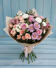 Букет цветов из:  Хризантемы, Розы и Альстромерии в Черемушки