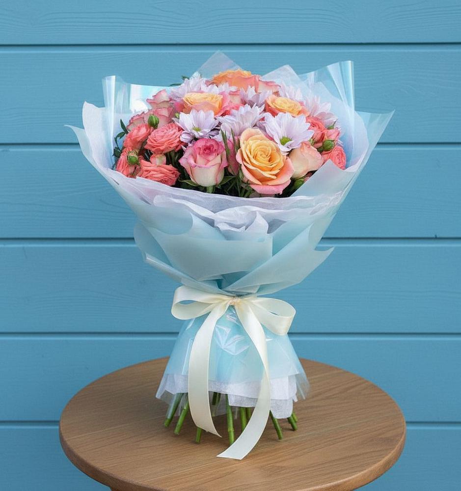 Букет цветов из: Хризантемы и Розы в Черемушки